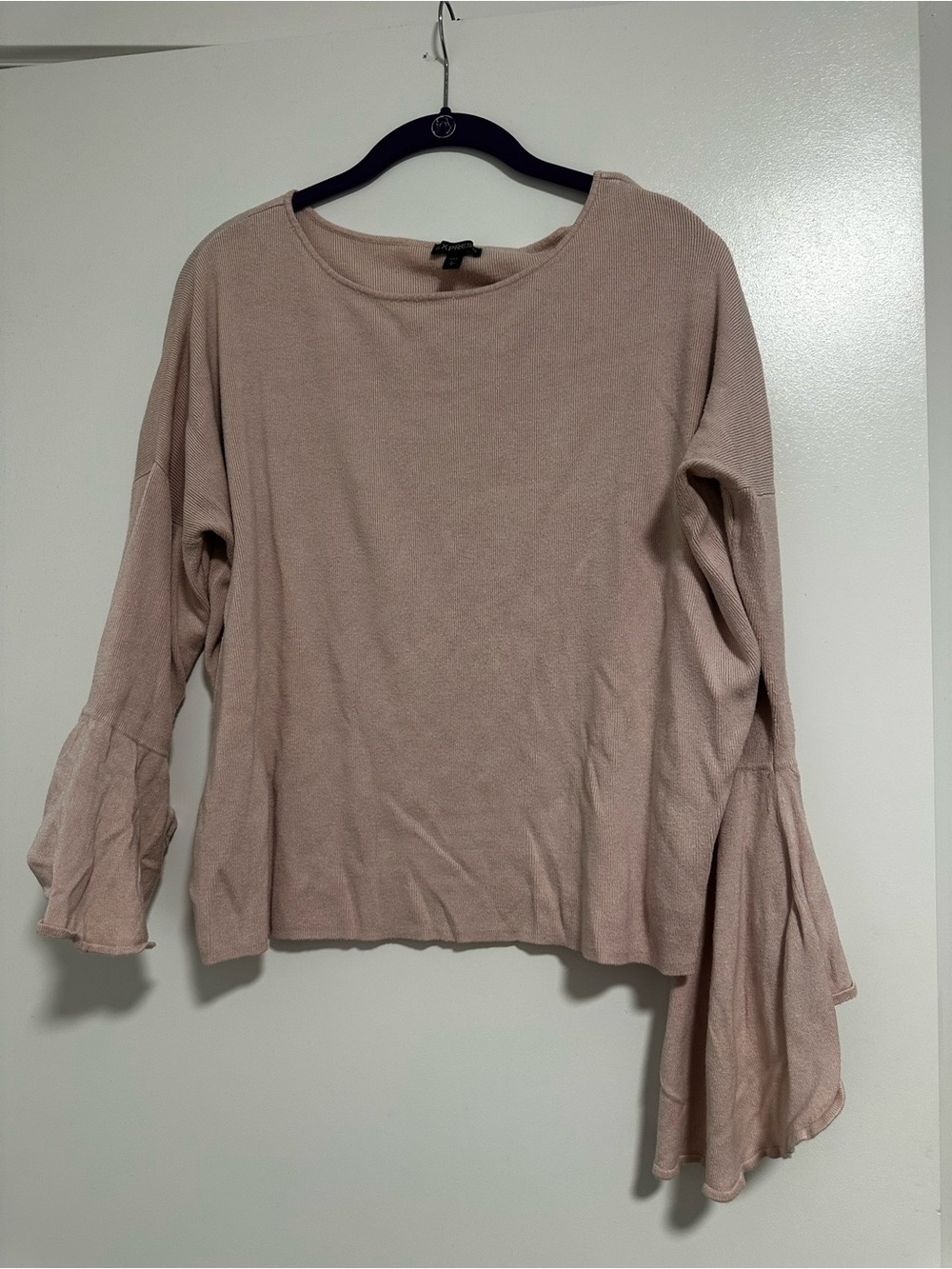INC International Concepts Dusty Pink Bell Sleeve Ruffle Top